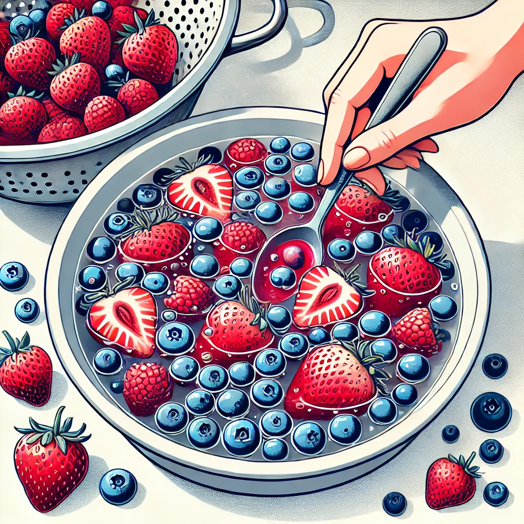 Cleaning Strawberries and Blueberries Together